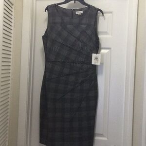 Brand New Calvin Klein grey short-sleeved dress, medium length, size 12